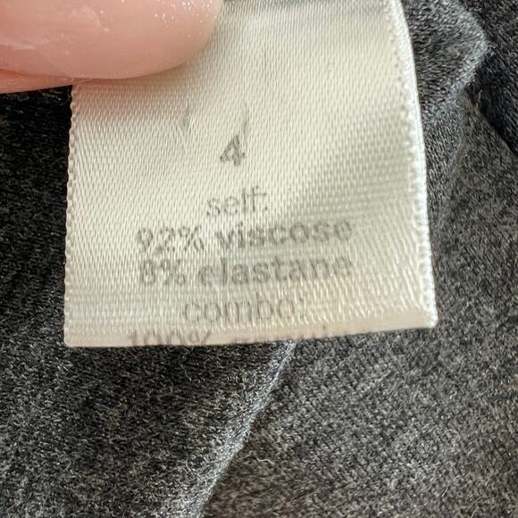 Cut 25 Open Front Cardigan Sweater Gray Leather Accents Long Sleeve Size 4 - Picture 8 of 9